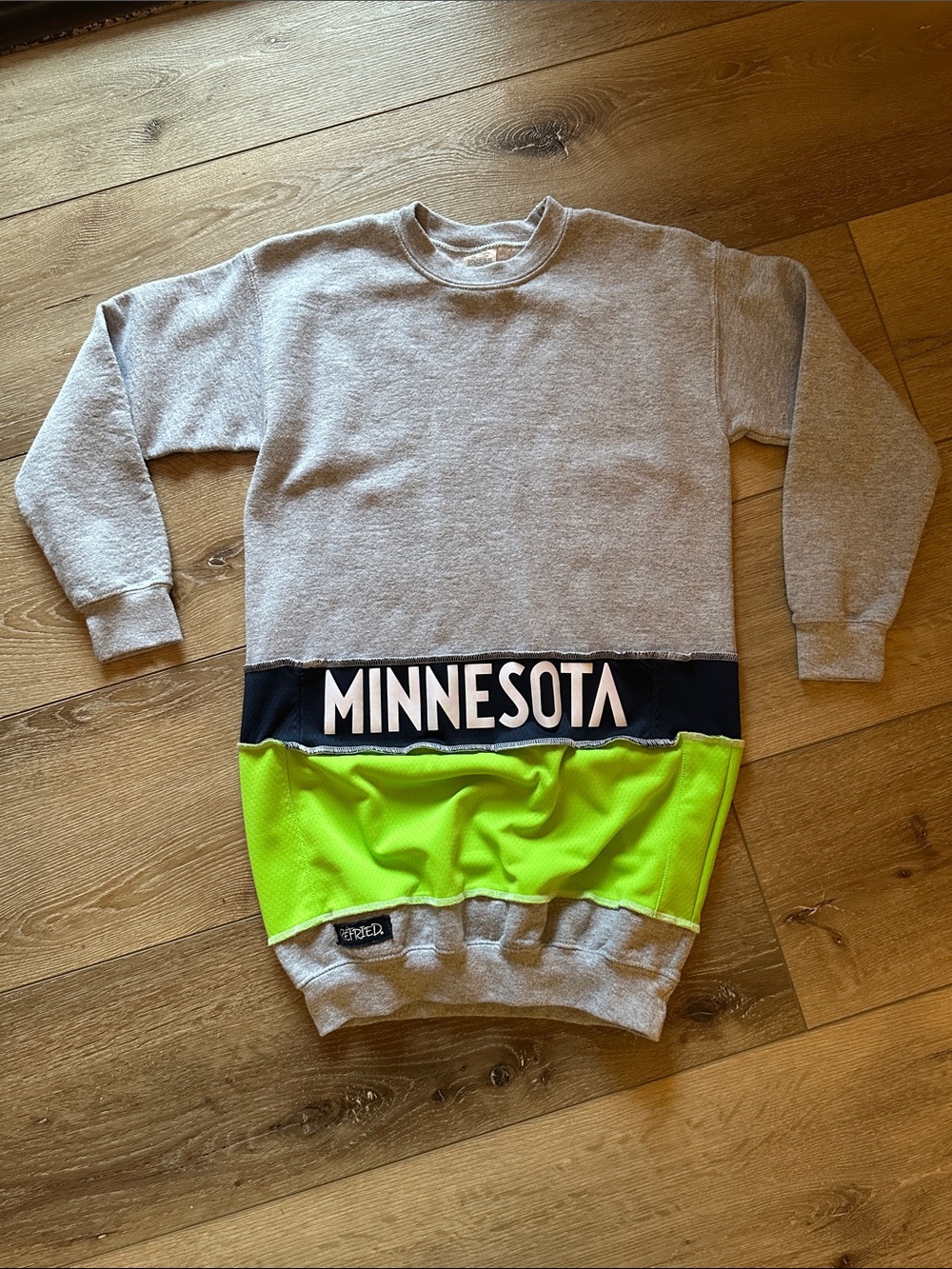 Minnesota Timberwolves Themed Crewneck Sweatshirt - Gray & Neon Green YOUTH M